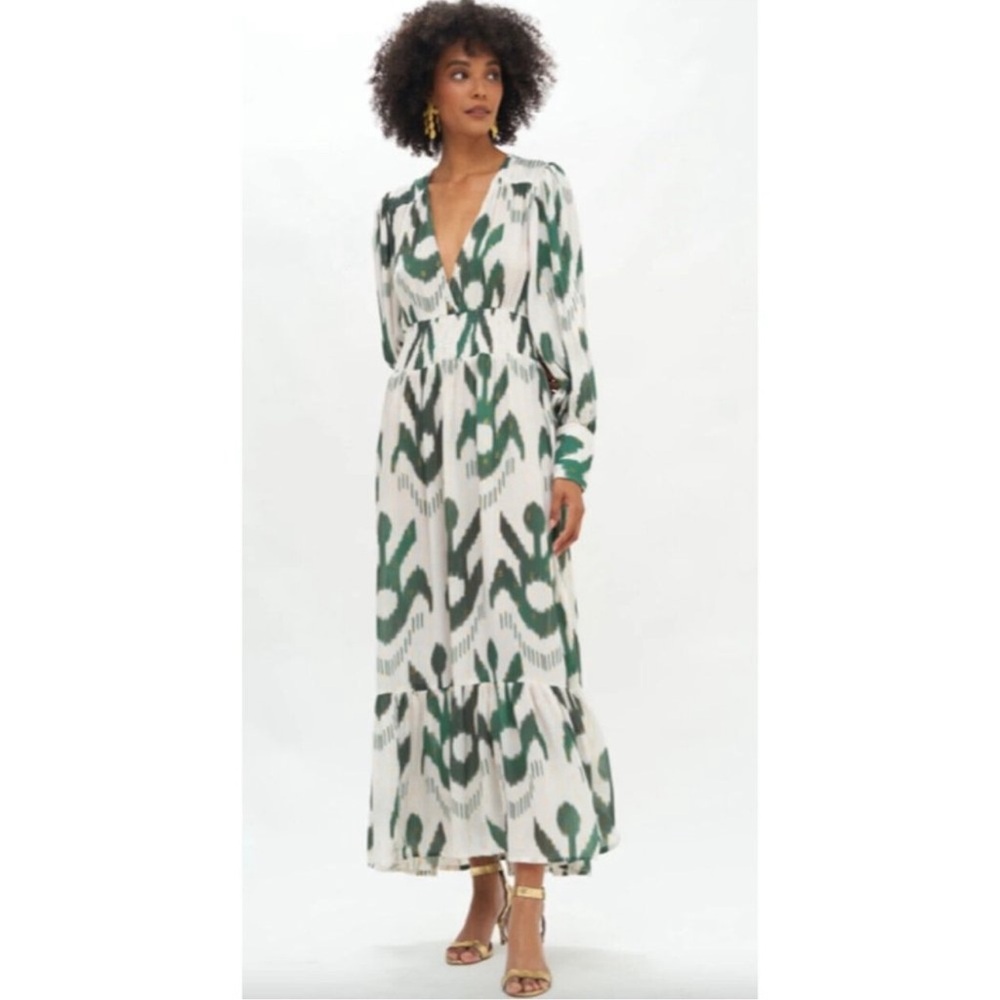 Oliphant Green and White Maxi Dress